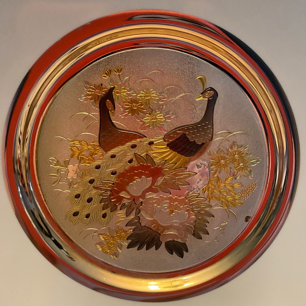 Super Nice 2 Peacock THE ART OF CHOKIN Japanese 24 KT Edged Collectors Plate